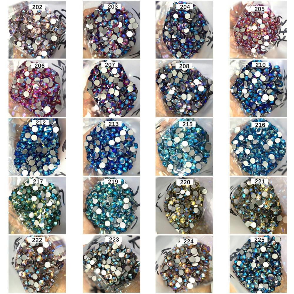 Ss3-Ss30 Strass Ab Colorés Verre Fond Plat Strass Diamant Cristal Coloré Rond Autocollant Manucure Diy Diamant