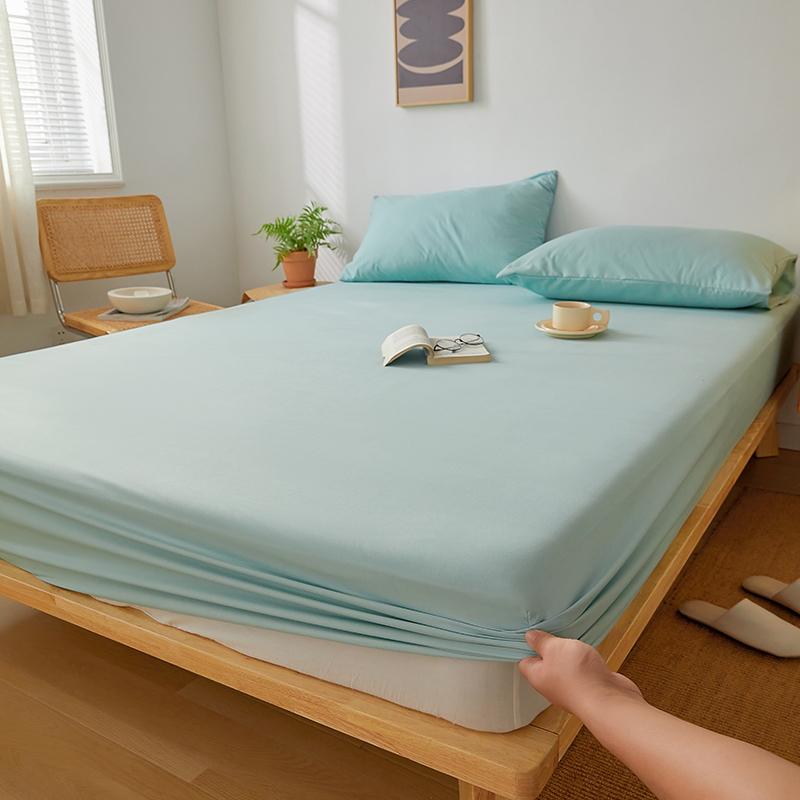 Cotton Fitted Sheet with Elastic Bands Solid Color Non Slip Durable  Mattress Covers for Double King Queen Bed 140/160/200/220cm