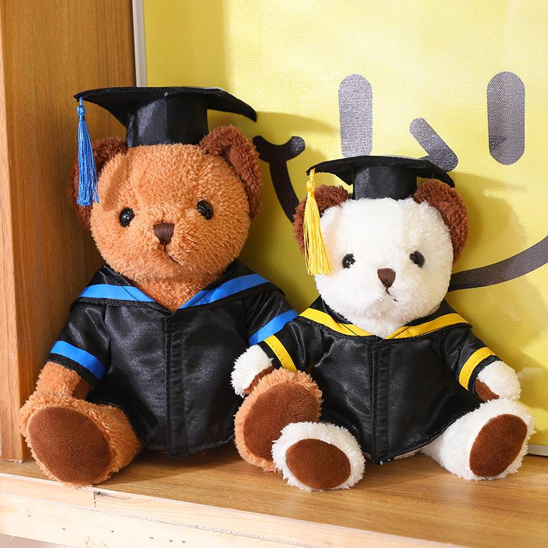 Graduation Teddy Bear with Cap & Gown - Customizable Logo Gift