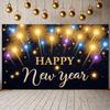Happy New Year Banner Golden Lettering Sparkling Design New Year Party Decoration Backdrop Festive Holiday Photo Background