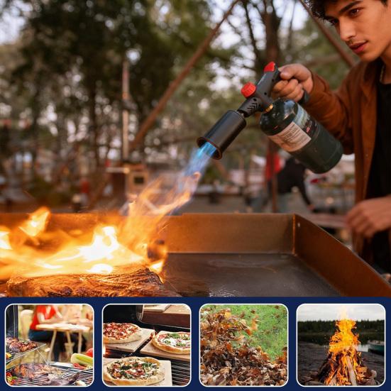 Propane Torch with Safety Lock Adjustable Flame Bonfire Torch for Outdoor BBQ And Weed Burning Charcoal Igniter (No Tank)