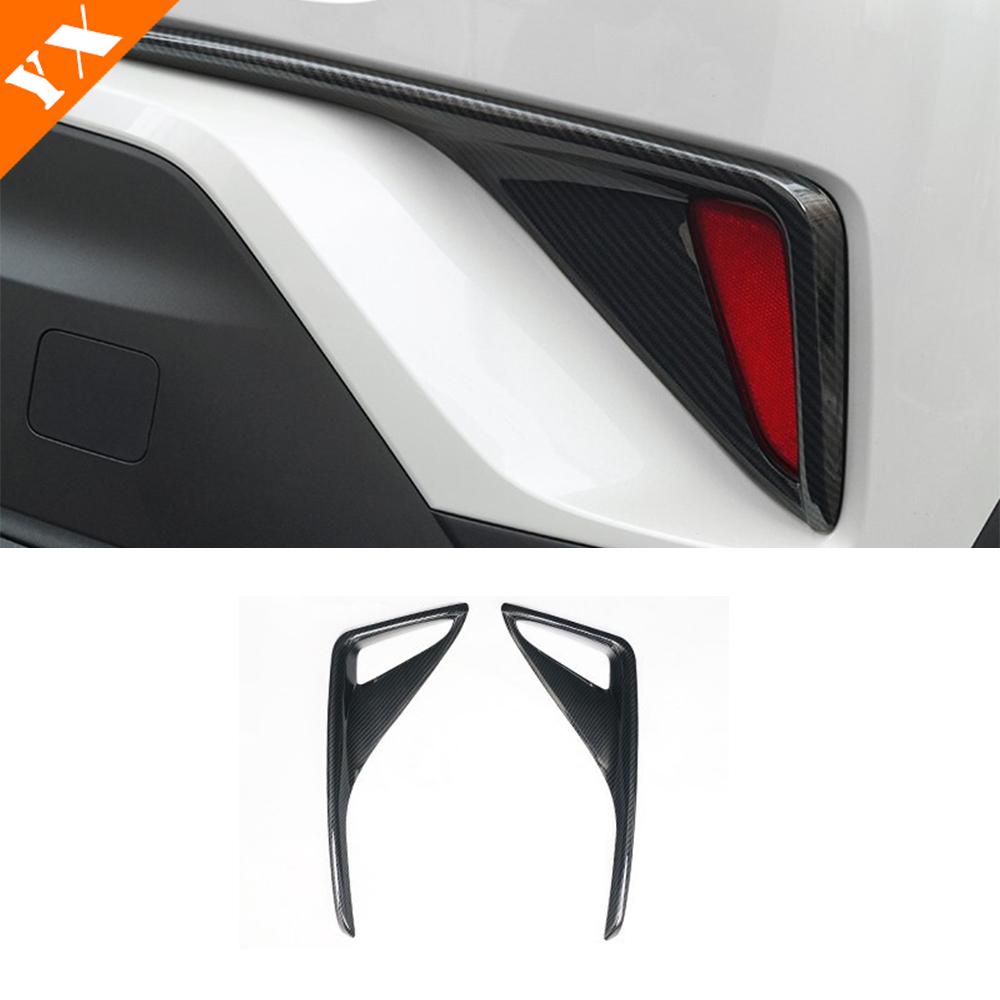 For Toyota CHR C-HR 2016- Chrome Carbon Look Trim Car Front Rear Foglight Lamp Sticker Cover Decor Protector