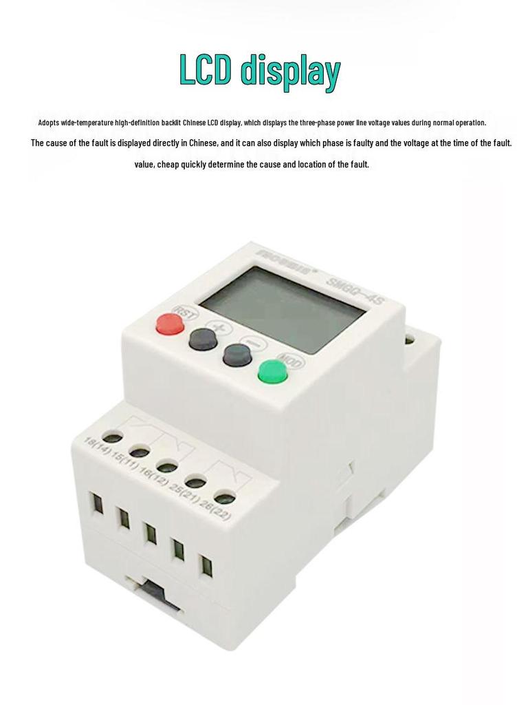 KT Phase Loss Protector: Three-Phase 380V Motor & AC Phase Loss, Undervoltage, Overvoltage, Open Phase, Wrong Phase, and Sequence Protection Relay