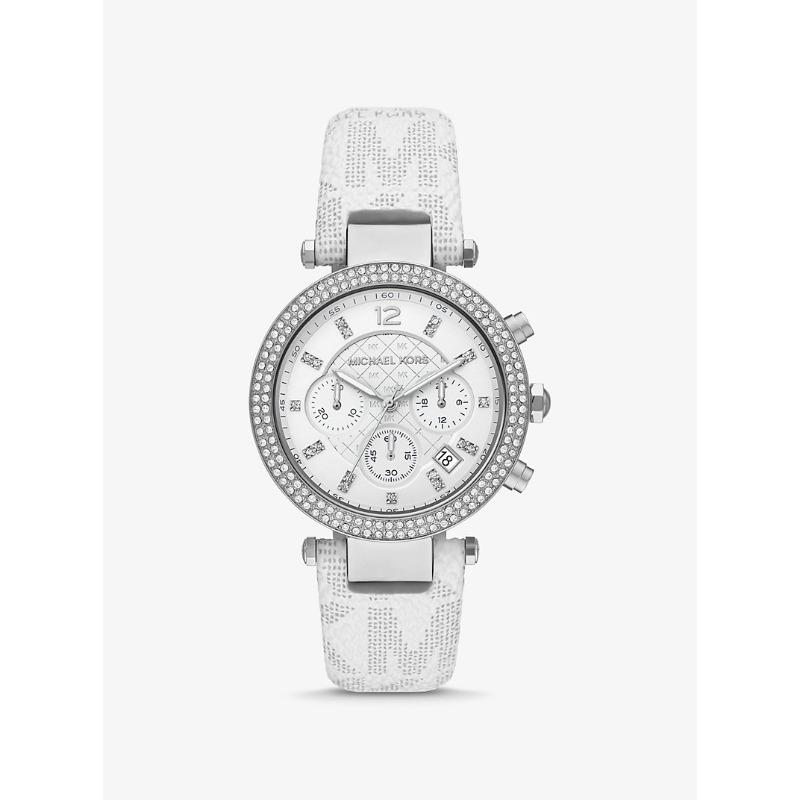 Женские часы Michael Kors Oversized Parker с паве, серебристого тона, с логотипом MK7226 белый