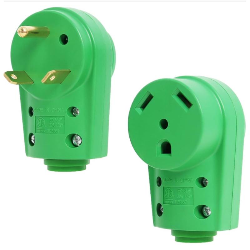 Replacement RVs Receptacle Plug 30A Male/Female RVs Plug with Ergonomic Grip Handle Heavy Duty Power Plug Adapter