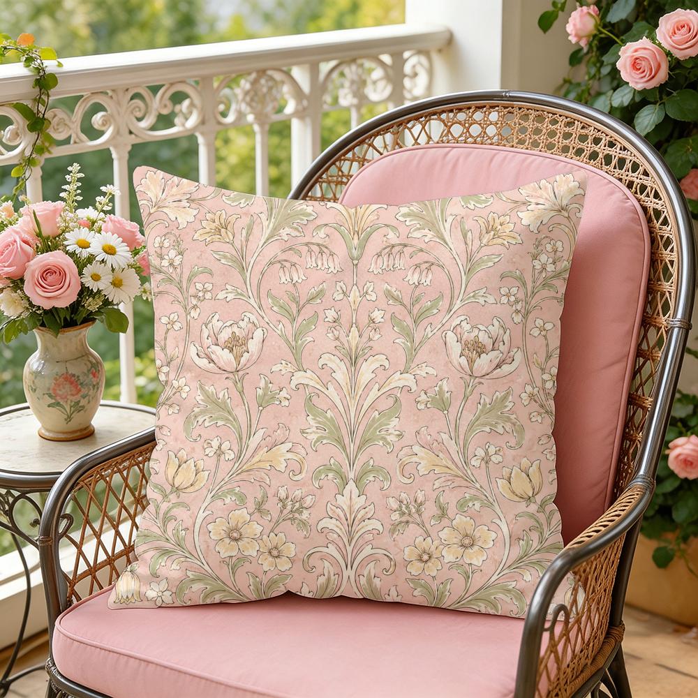Victorian Botanical Cushion Cover Silky Short Plush Invisible Zipper Dustproof Sofa Pillow Case For Home Decor