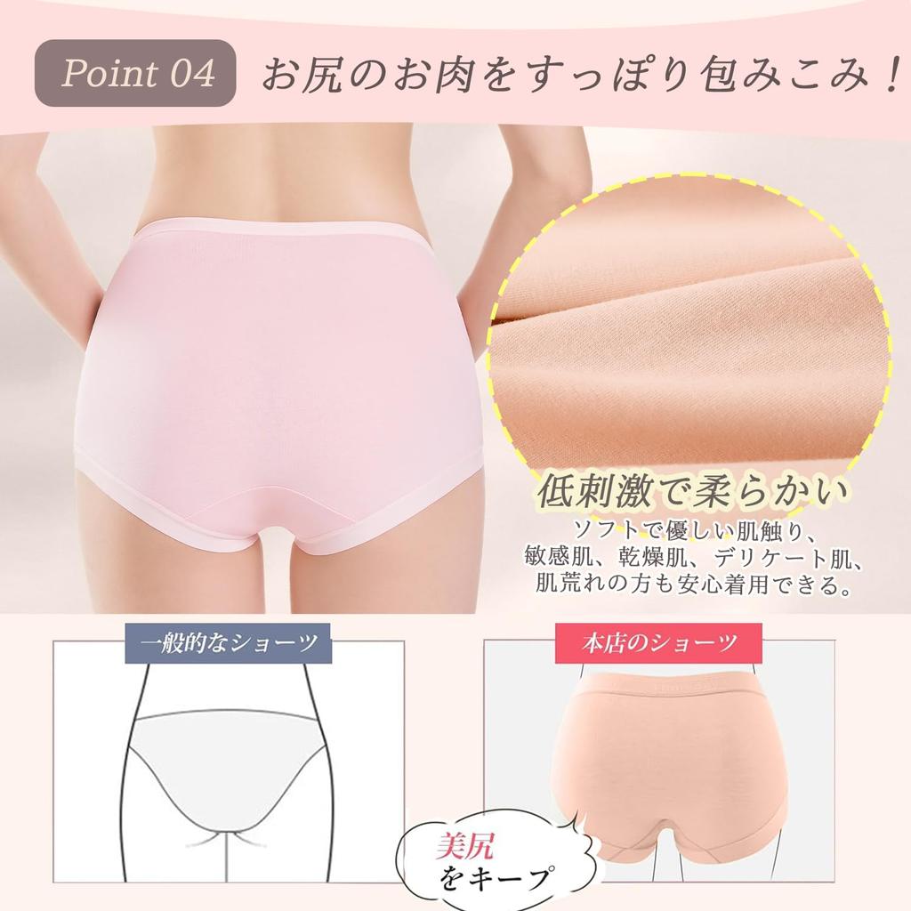 AIMUJINY Set of Cotton Breathable and Plus Size Panties 5-Piece Women's Deep-Leg Panties, 100% Cotton, Stretchy, (JP, Alphabet, XL, 5PCS-1)