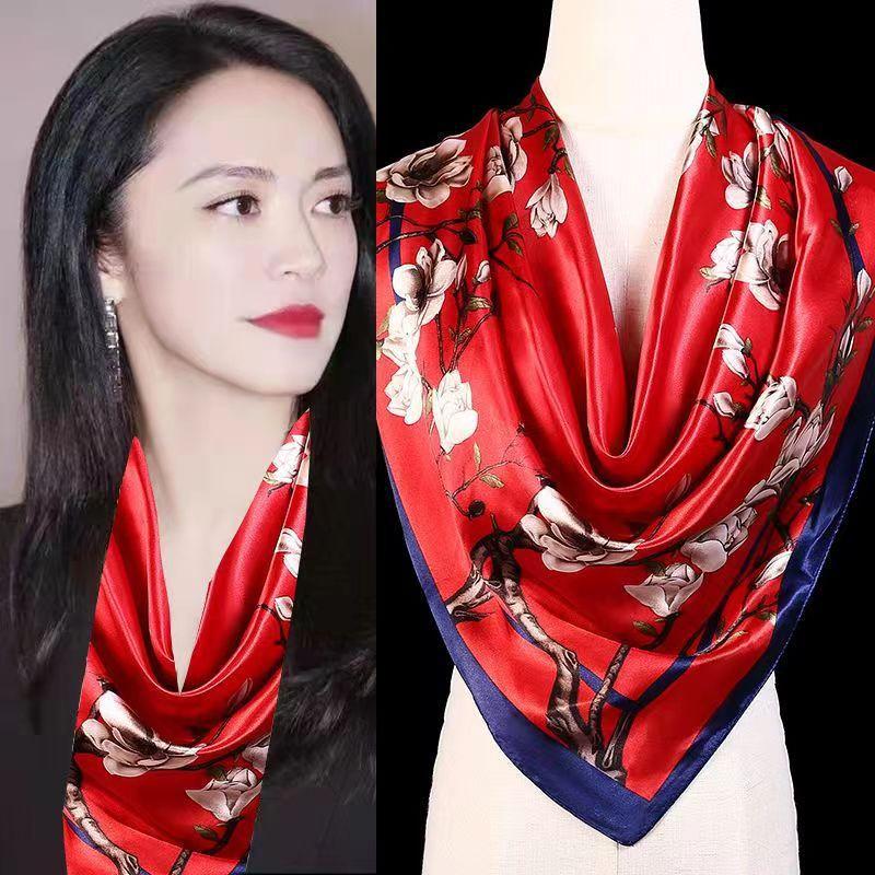 90 Large Square Scarves, Silk Scarves, Women'S Imitation Silk Fashion Shirts, Small Square Scarves, Mother Scarves.