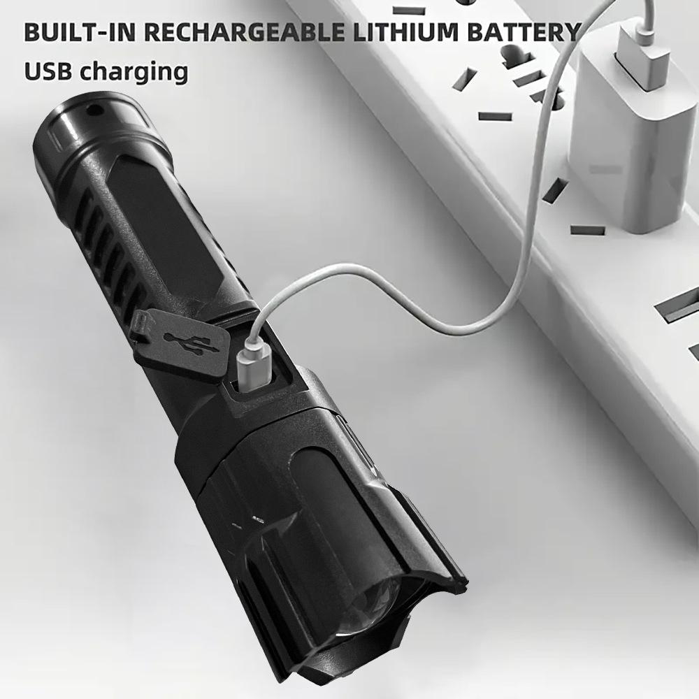 High-Intensity Flashlight: For Outdoor Home & Camping Use, Suitable for Cycling, Long-Range, USB-Rechargeable Zoomable LED Light