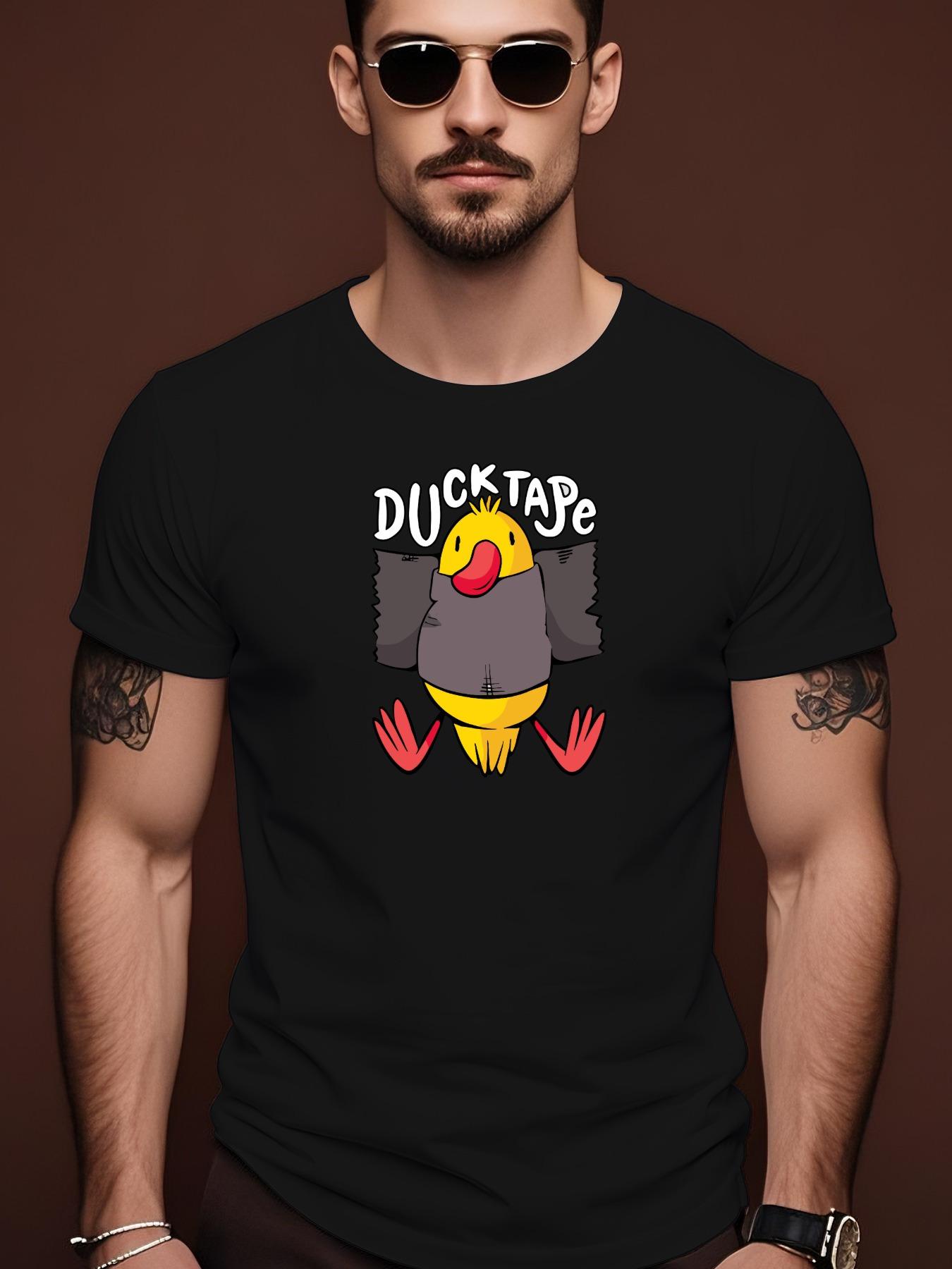 Crew Neck Tshirt with Duck Tape Graphic S