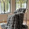 Autumn-Winter Double-Layer Faux Rabbit Fur Plush Nap Throw Blanket Shawl