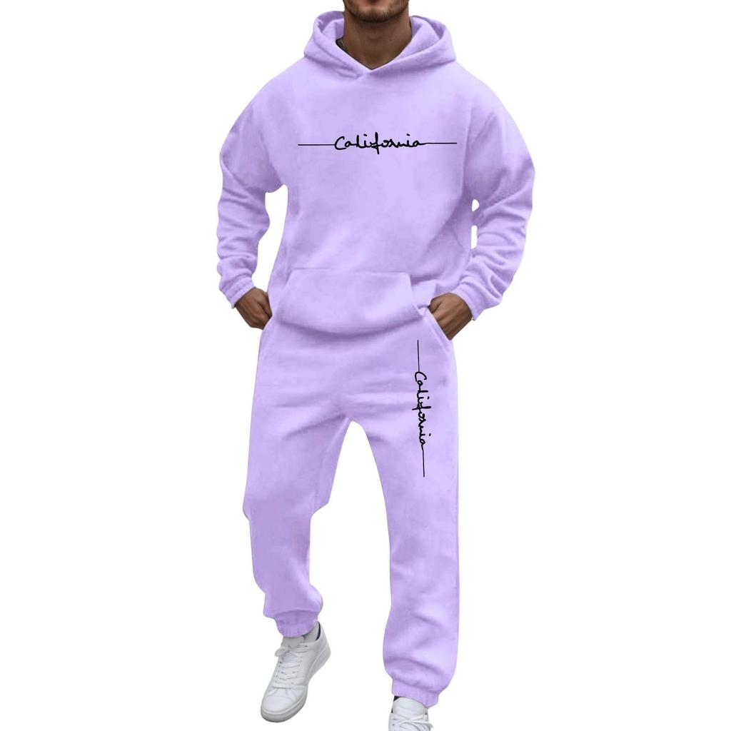 Herren Casual und personalisiert bedrucktes Langarm-Kapuzensweatshirt, Herren Sport-Sweatshirt und Sweatpants zweiteiliges Set