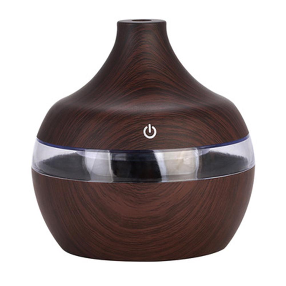 300ML Wood Grain Round Ball Shape Aroma Air Humidifier Dark wood grain