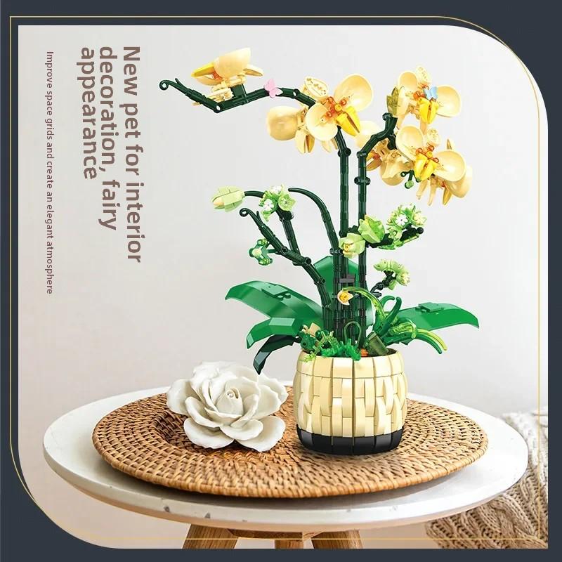 Orchid Potted Bordplate Modell Gave Jente stykket sammen Montering Byggeklosser Lekegave