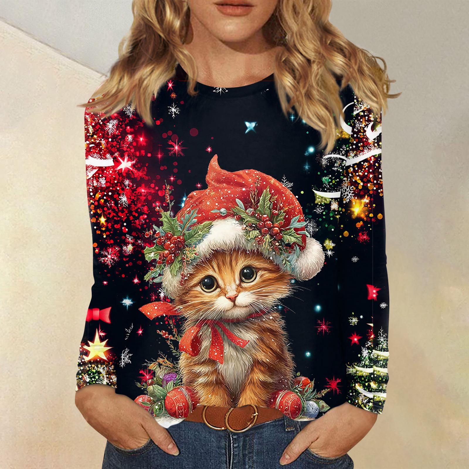 

Рубашки с длинным рукавом для женщин, милые футболки с графическим принтом, блузки, повседневные базовые топы больших размеров, пуловеры XXXXXL чёрный