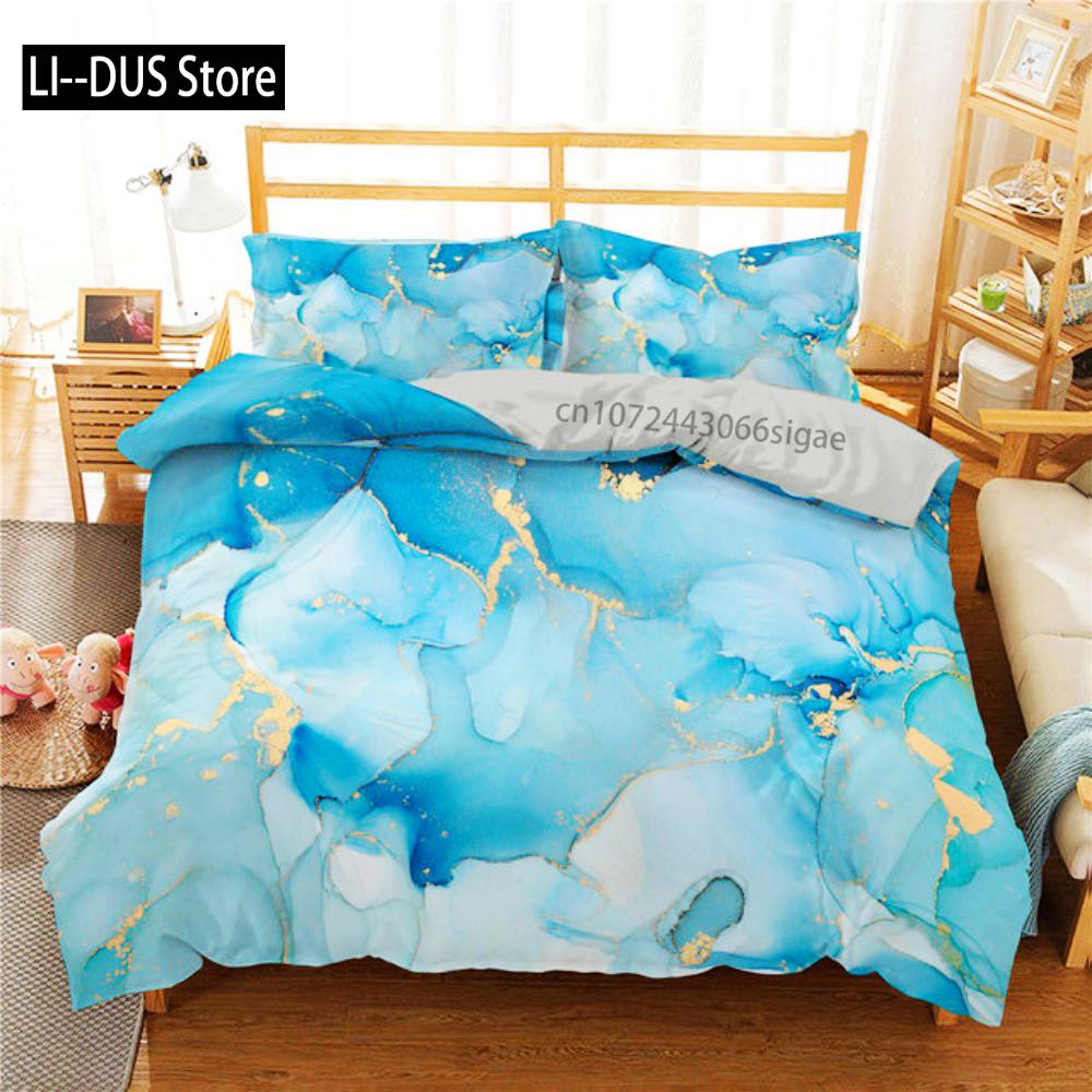 Luksusowy Czarny Marmur Zestaw Pościeli 3D Zestaw Poszwy na Kołdrę Pojedynczy Podwójny Twin Pełny Rozmiar Nastolatki Dorośli Pościel Miękki Poliester Pościel
