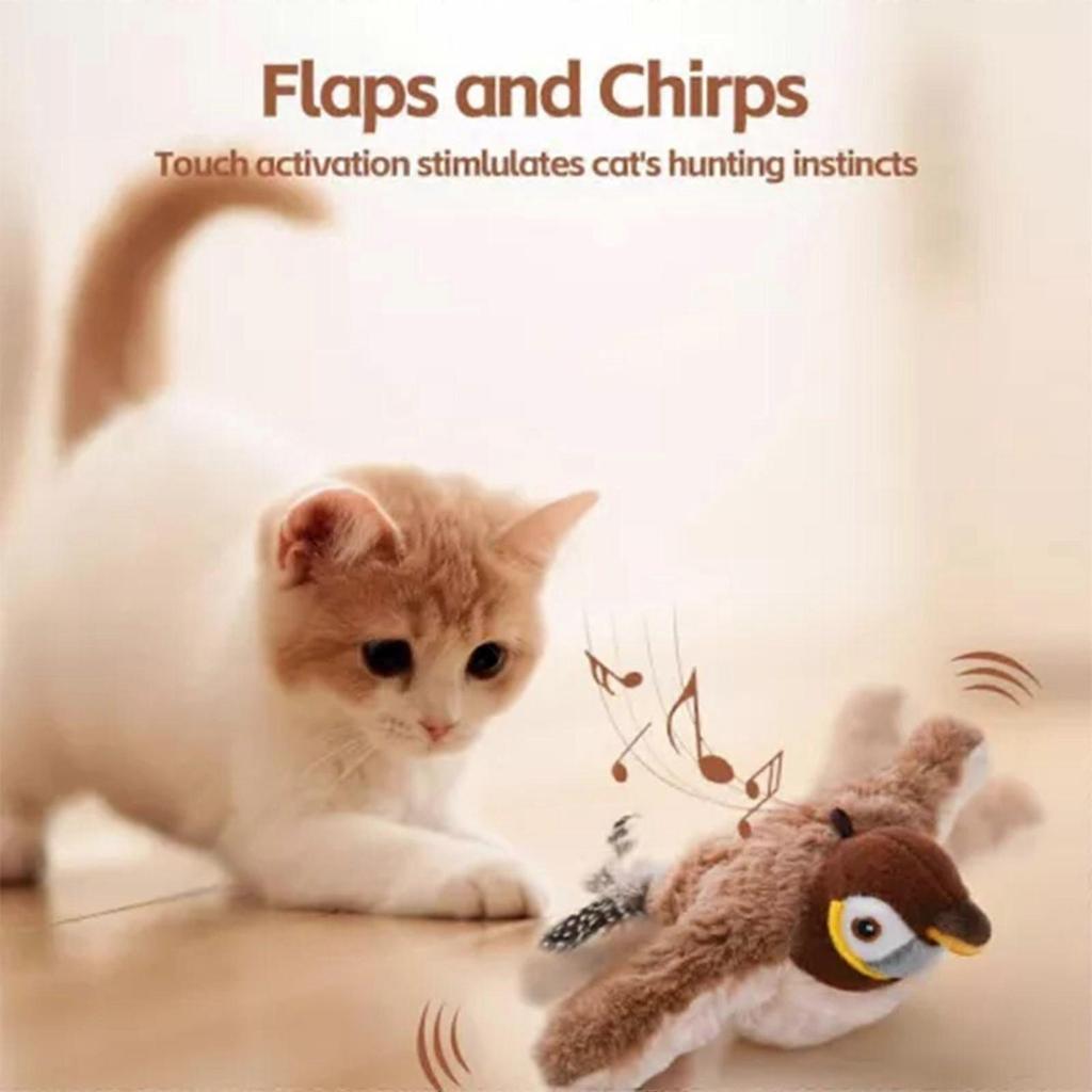 Electronic Interactive Flying Bird Cat Toy Flapping Wings,Sparrow Flapping Toy