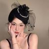 Großer Blume Zylinder Haarklammer Netzhut mit Feder Haarklammer Hochzeitsball Party Accessoires Stirnbänder für Frauen