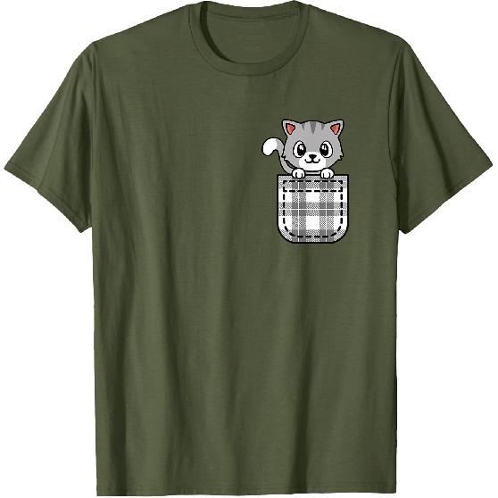 Funny Cat Pocket Kitten Lover Men Women Kids T-Shirt