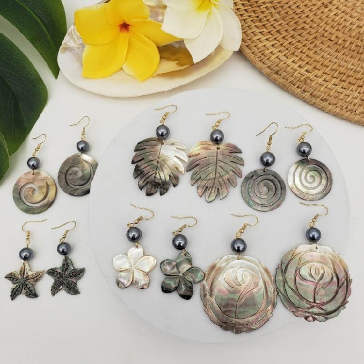 Women Earrings Balck Natural Shell Ear Rings Ornament Jewelry for Party Birthday