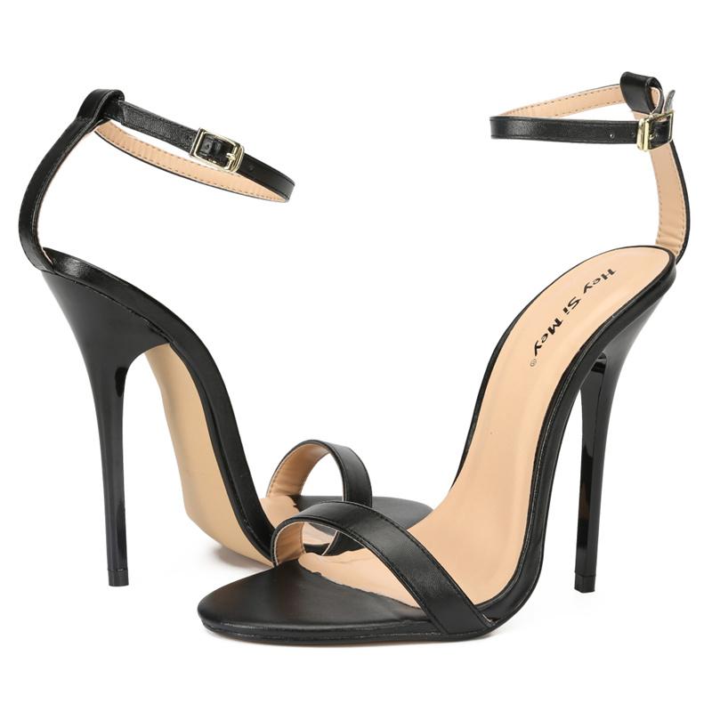 Hey Si Mey Sexy Women's Sandals 2025 Luxury Summer Shoes Ankle Strap Black White High Heels Stripper Shoes Unisex Large Size 11