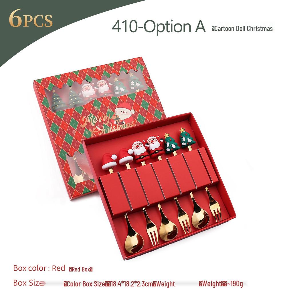 Christmas Stainless Steel Spoon and Fork Gift Set with Cute Pendant