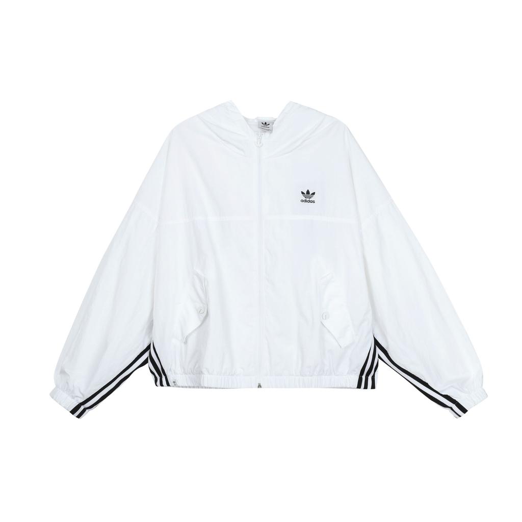 Adidas Originals Adiclub Clover Logo Print Loose Hooded Windbreaker Women Windbreaker White IP1804
