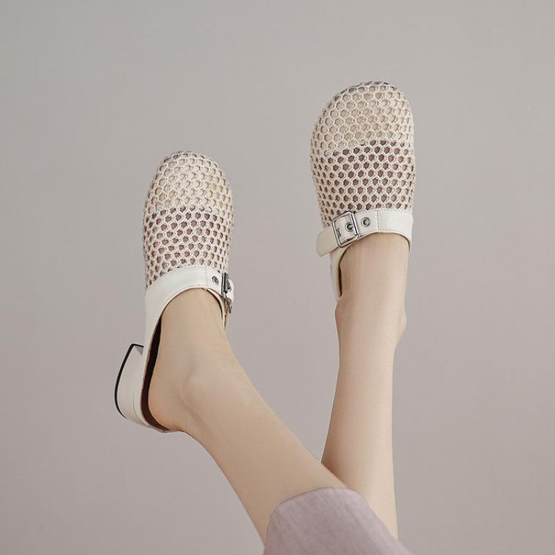 Summer casual flat-bottomed slippers low-heeled size cool slippers new non-slip rubber soft-soled foot bag head slippers