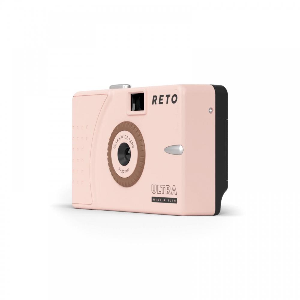 RETO Ultra Wide & Slim Ultra Wide & Slim 35mm opakovaně použitelný filmový fotoaparát – 22mm širokoúhlý objektiv Bez ostření Lehký Snadné použití (Pastelově růžová)