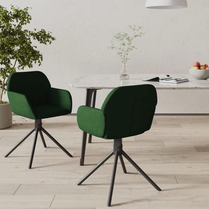 VidaXL 2x Chaises Pivotantes de Salle à Manger Fauteuils à Dîner Chaises de Cuisine Chaises de Repas Hauteur Réglable Vert 344742