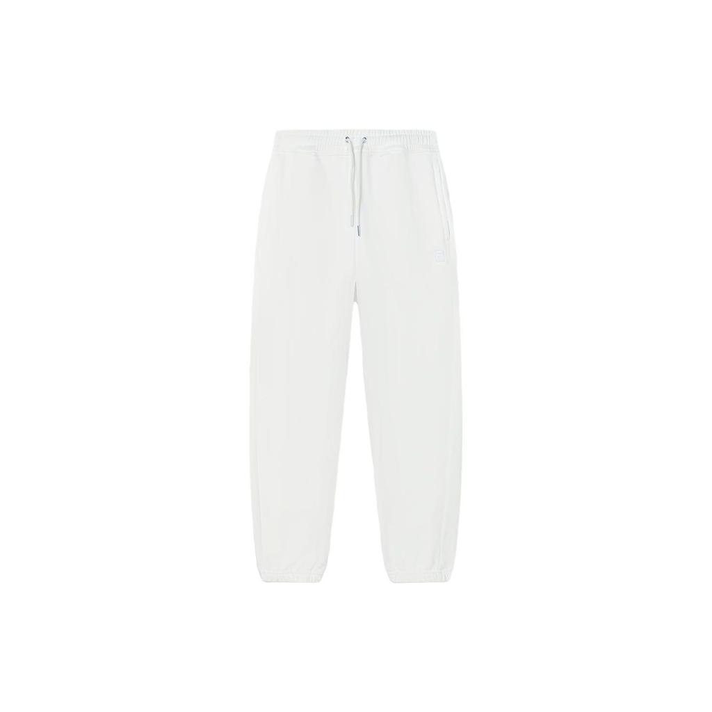 FILA Solid Color Cuffed Casual Knit Sports Pants Men bottoms Cloud-White F11M345603F-WT