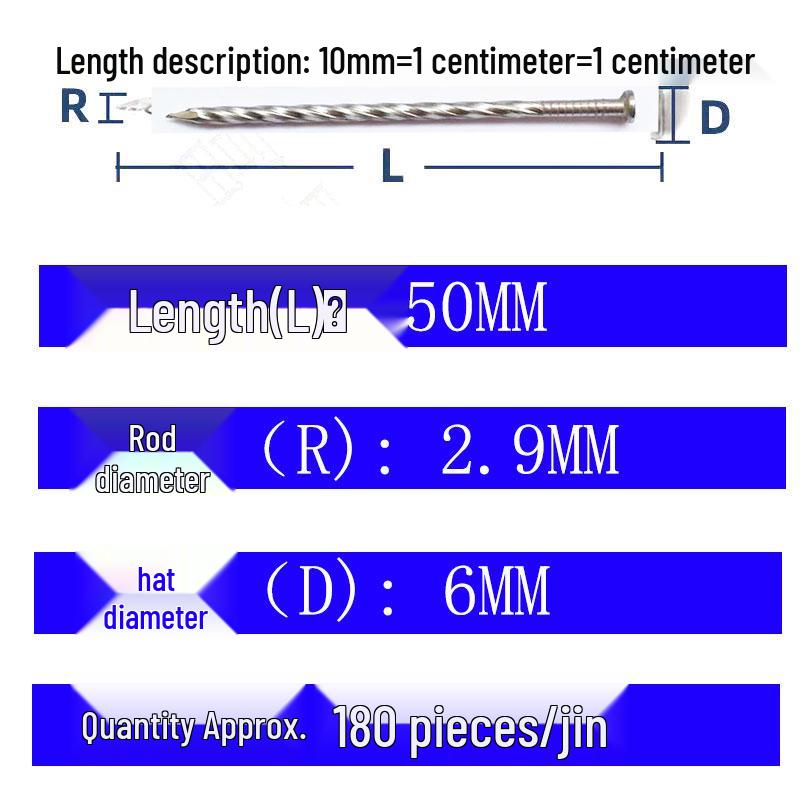 304/201 Stainless Steel Rust-Proof Twist Threaded Roofing Nails for Wood & Keel Boards, 12345 Inch