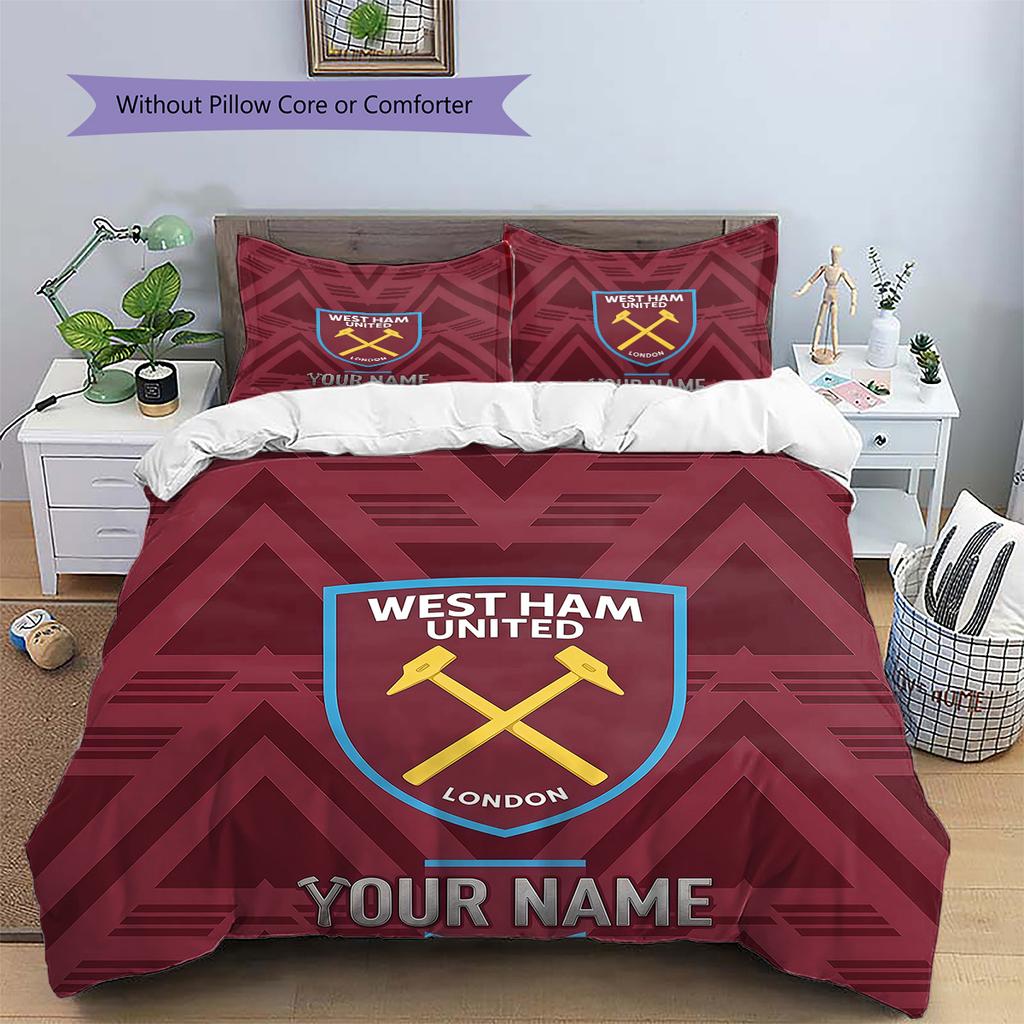 Custom Name West Ham United2 Pattern Bedding Quilt Set Home Decoration Gift (1 * duvet cover + 2 * pillowcase without core)
