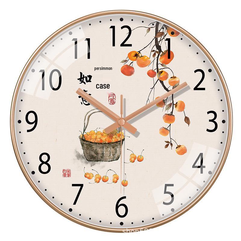 Chinese-Style Quartz Wall Clock - Modern, Punch-Free Living Room Decoration