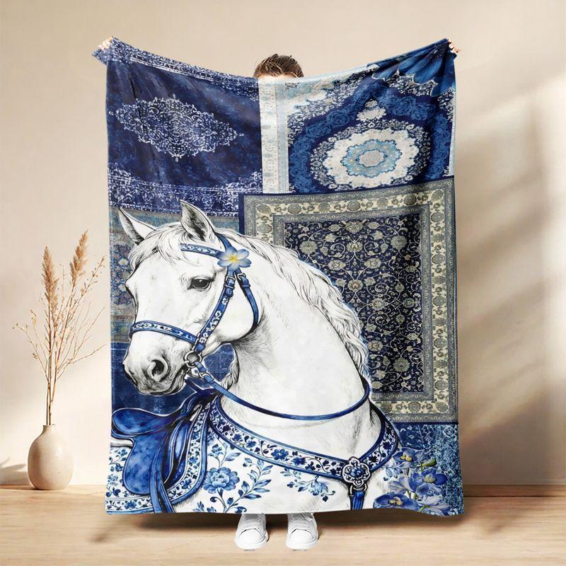 Medieval Wild Animal Flannel Throw Blanket Lion Tiger Leopard Floral Art Print Soft Warm Vintage Sofa Bedroom Home Decor