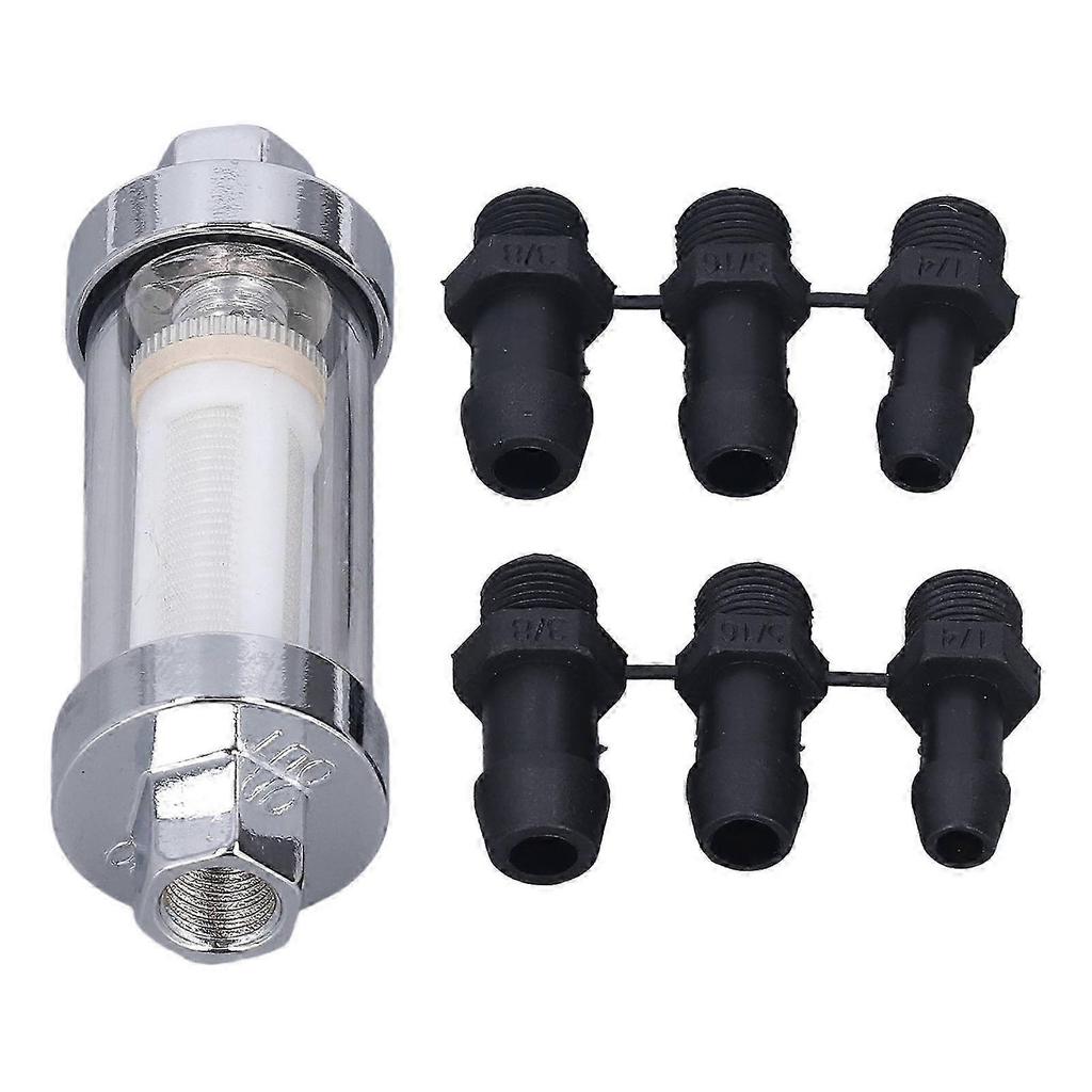Fuel Filter Universal 3/8in 1/4in 5/16in Fitting with 6pcs Connector Replacement for 9706 26-27s