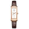 Braun Women's Watch Simple Rectangular Leather Strap Small Fashionable Waterproof Lightweight Business Casual Gift Square Brown