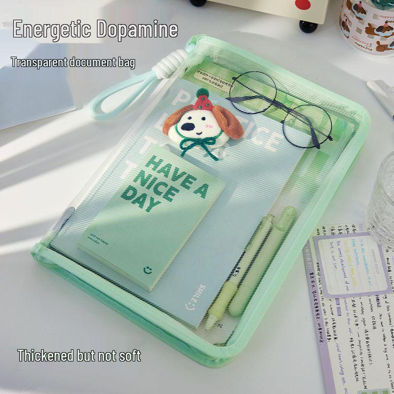 A4 Pastel Zipper Clipboard & File Bag with Handle - Large Capacity Office Tote