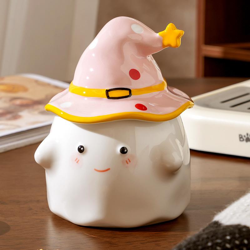 Creative Cartoon Ceramic Cup With Lid, High-Value Wind Couple Water Cup Gift Box, High-Sense Souvenir Gift