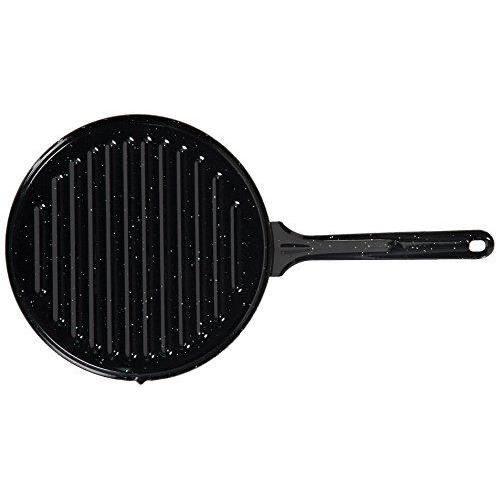 La valenciana Poêle 22cm ronde en acier émaillé Poêle à griller, noir Parent, noir, 22 cm - 1222