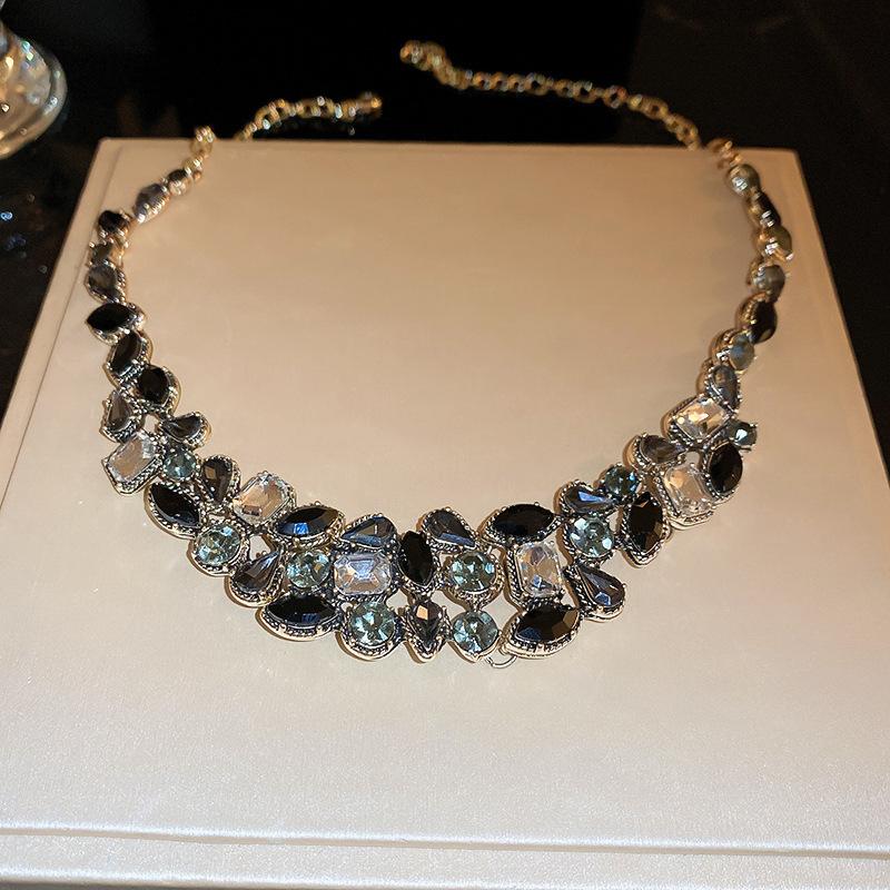 GemChic Women's New Exquisite Crystal Rhinestone Necklace Earrings Two Piece Set Ear Stud Needle Birthday Christmas Jewelry Gift