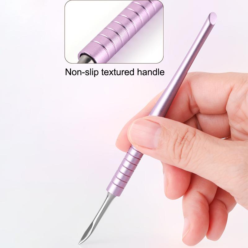 6 In 1 Nail Beveled Head Stainless Steel Cuticle Pusher Nail Art Sanding Tablet Manicure Sticks Tool For Salon Nails Accessories