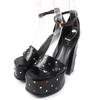 Great Sandals HEELED SANDALS Monogram Rhinestone Ankle Strap Women 38 Used