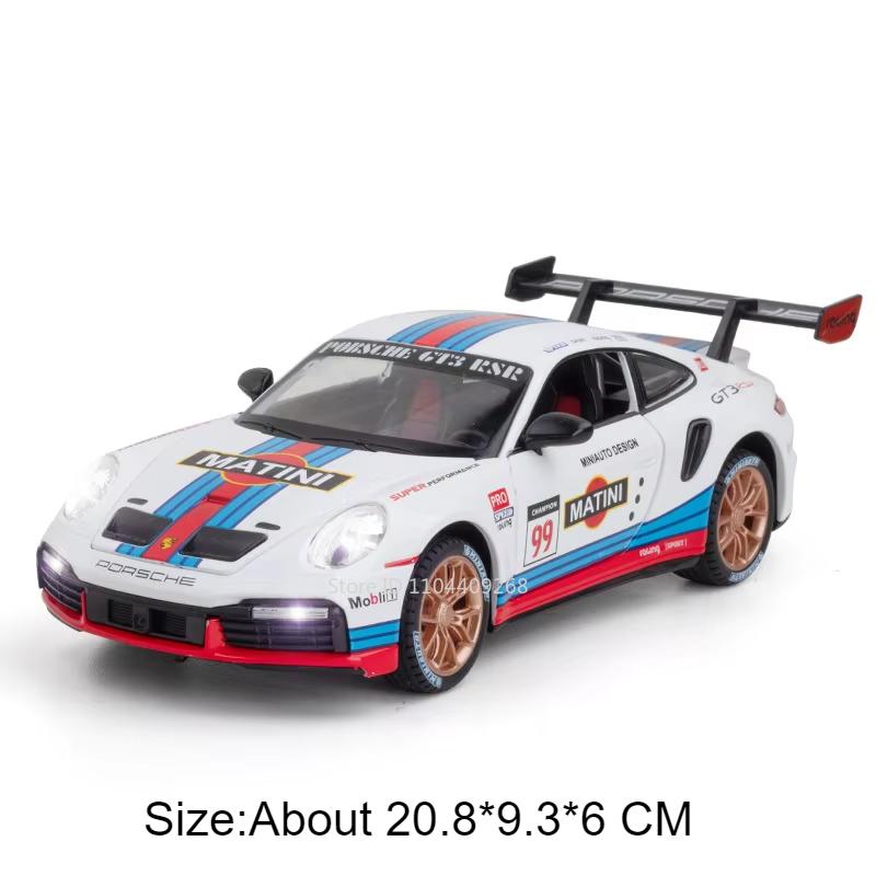 1:24 911 GT3 RSR Panamera Sports Car Model Toy Doors Opened Metal Diecast Light Sound Pull Back Vehicle Models Ornaments Gifts