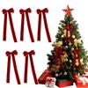 10" Vintage Velvet Ribbon Bows Christmas Tree Decoration Rustic Ornament Tree Home Party Front Door Wreath Garland Holiday Decor