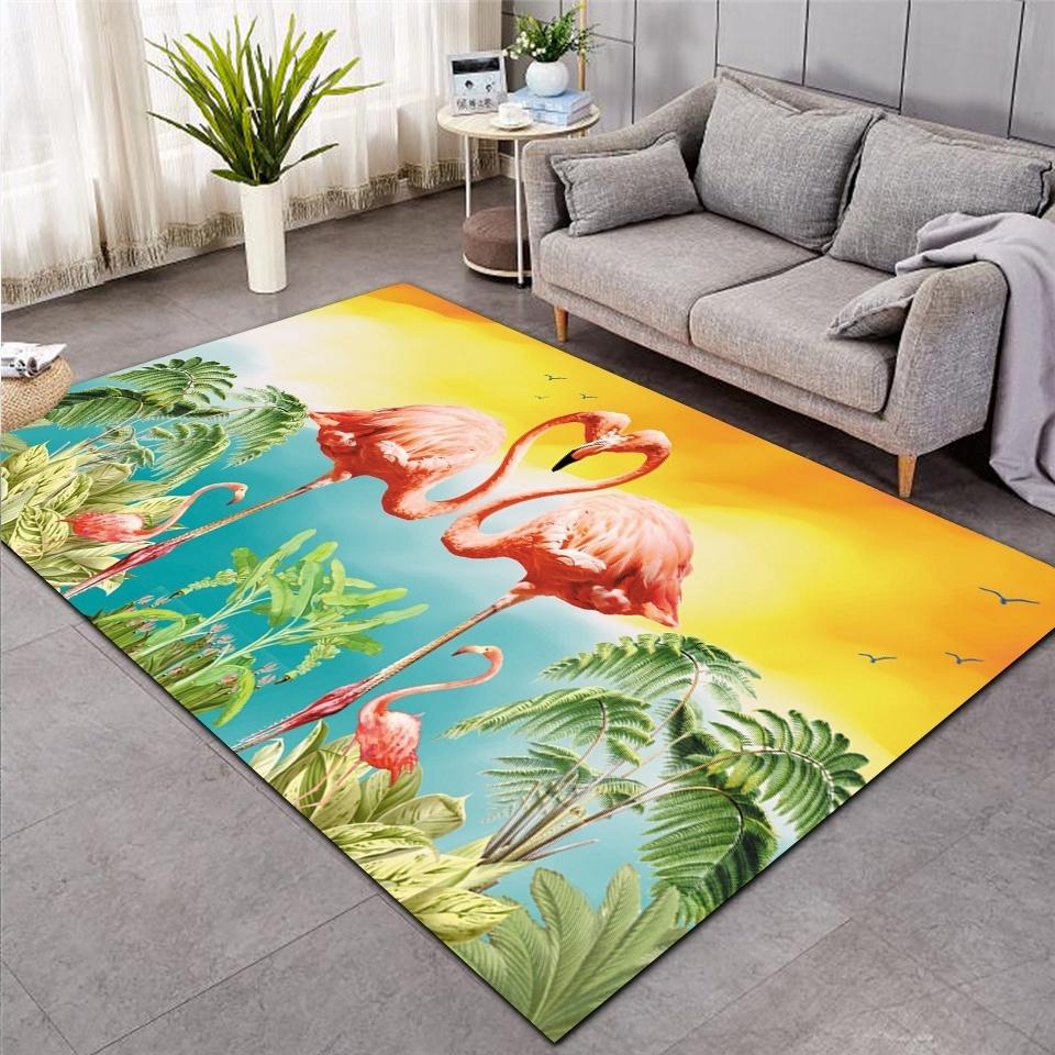 

Модный ковер с принтом фламинго, ковер с принтом листьев и листьев, большой ковер для спальни, нескользящий ковер для гостиной, украшение дома 40x120cm
