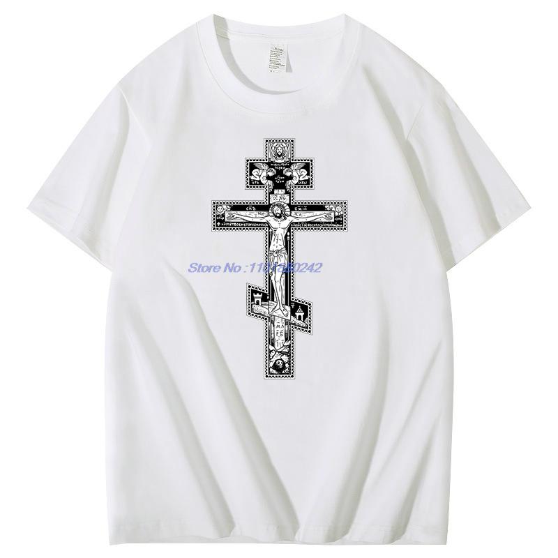 Summer New In Tops And Tshirts Orthodox Cross Tapestry Funny Shirts Graphic Tee Short Sleeve Tshirt Mens Cotton Tshirt