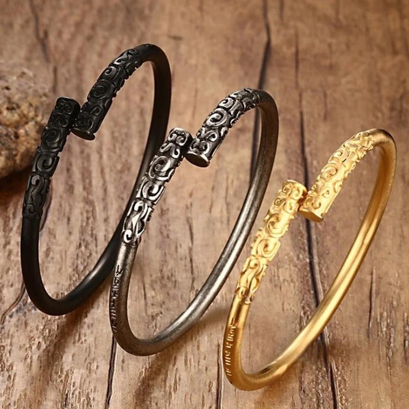 Fashionable and Creative Gold Hoop Bracelets for Men and Women, Personalized Trendy Domineering Adjustable Jewelry Accessories