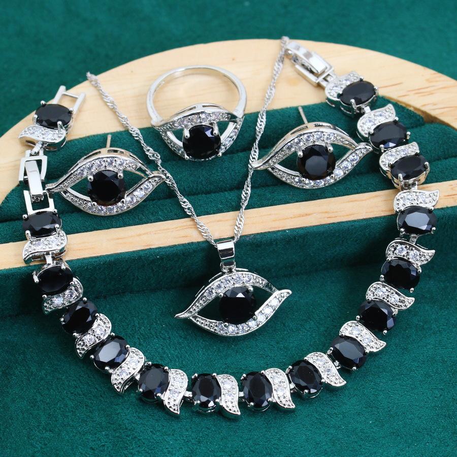 Luxe European and N Style Jewelry Set with Zircon Inlay Earrings Rings Bracelets and Necklaces