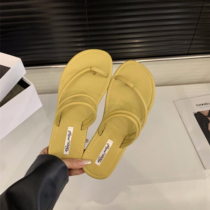 

Fashion Bailamos Summer New Brand Women Slippers Fashion Narrow Band Ladies Elegant Slides Flat Heel Outdoor Gladiator Shoes Beach Shoes 40 жёлтый